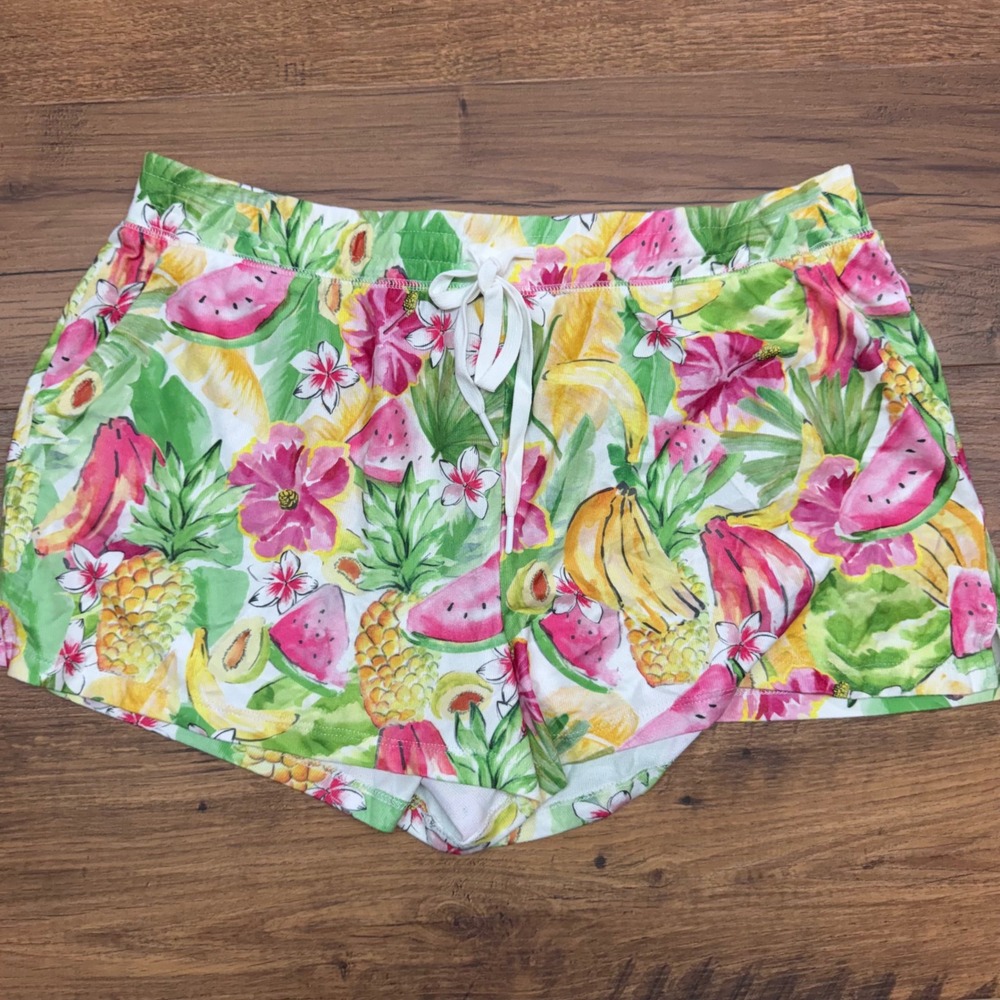 PJ Salvage Womens XL That's Bananas Pajama Shorts Tropical Fruit Floral Lounge‎